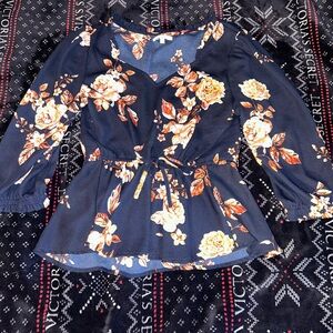 Maurices Navy Floral Blouse
